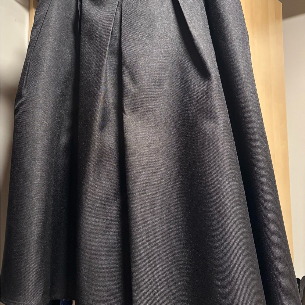 Black Knee-Length Pleated A-Line Skirt pin up